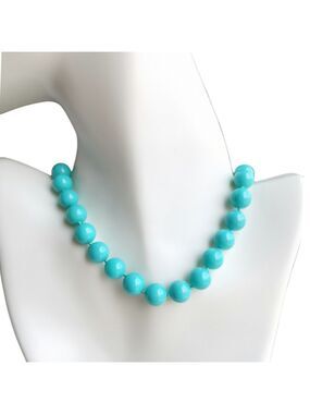 Turquoise Agate Bead Necklace 13mm 19 Inches